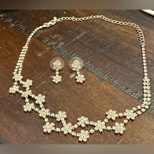 Elegant Crystal Floral Necklace & Earring Set